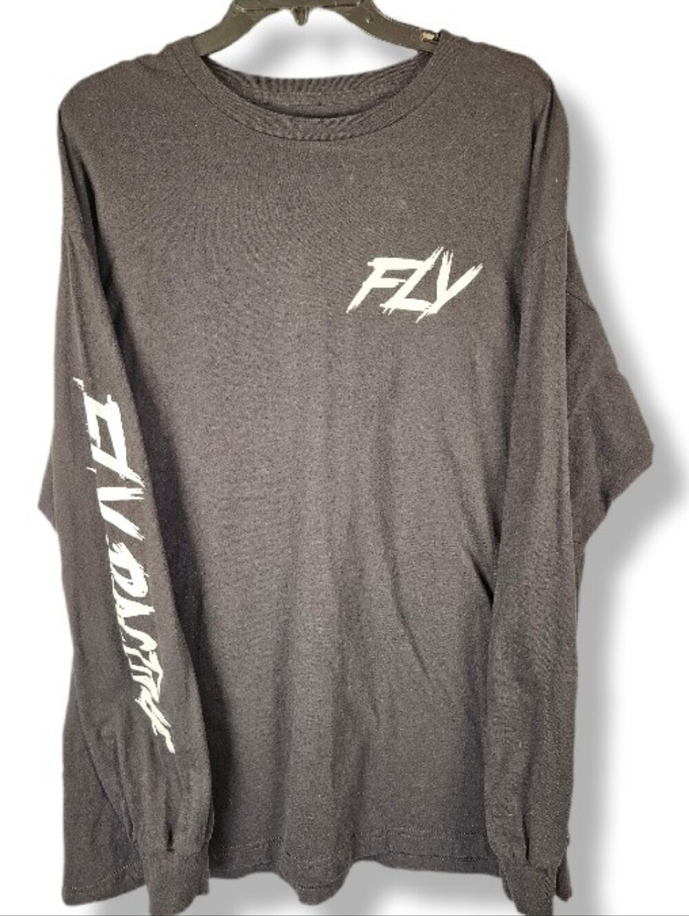 Fly Racing Logo Men's Large Long Sleeve Black Cotton T Shirt Casual Loungewear
